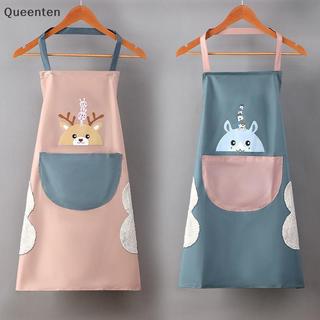 Queenten Tay Lau Nhà Bếp Hộ Gia Đình Tạp Dề Nấu Ăn Chống Dầu Chống Thấm Nước Nam Nữ Trưởng Thành Eo Thời Trang Cà Phê Quần Áo Lau Tay Tạp Dề QT