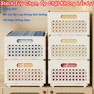 Hộp nhựa gấp gọn mở rộng có tay cầm đựng đồ lót, tất vớ tiện lợi