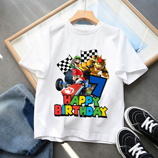 Áo thun Super Mario Hoạt Hình 1-9 Tuổi Tiệc Sinh Nhật Áo Cotton Tay Ngắn Cho Trẻ Em Quà Tặng Sinh Nhật