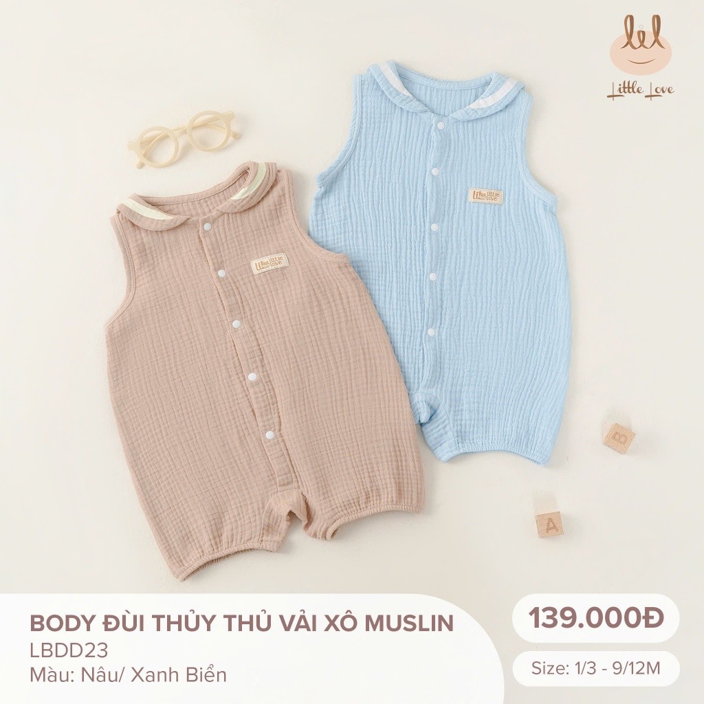 BODY ĐÙI THỦY THỦ VẢI XÔ MUSLIN [ SIÊU MÁT - MỀM- THẤM HÚT TỐT] SZ 1/3M - 9/12M ( LBDD23)