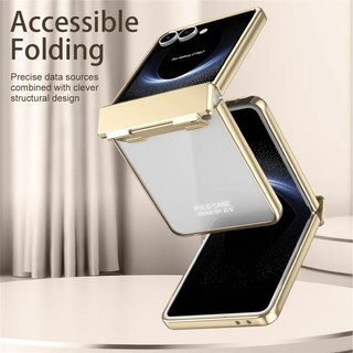 Dành Cho Samsung Galaxy Z Flip 7 7FE Flip 6 Flip 5 Flip 4 Flip 3 5G Ốp Lưng Mạ Điện Trong Suốt Phantom Bản Lề Bảo Vệ Camera