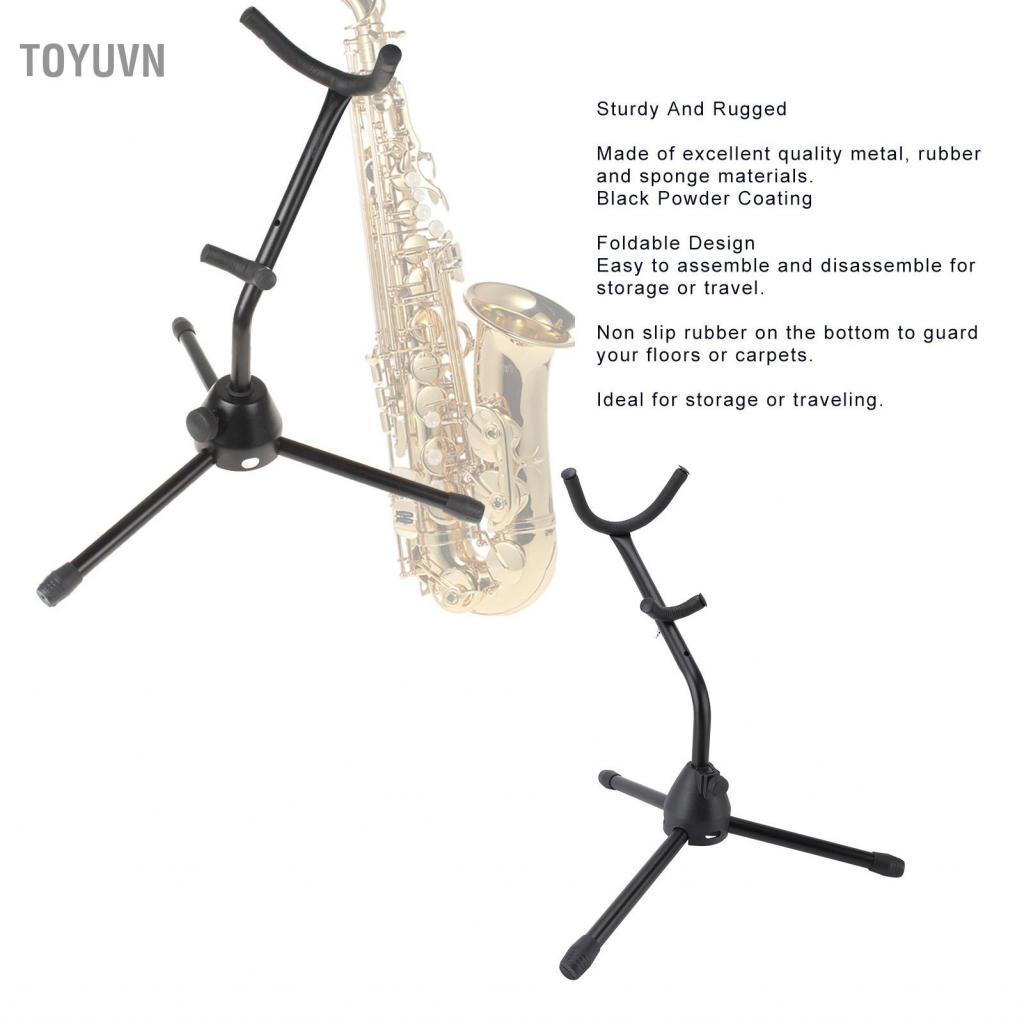 Toyuvn Giá đỡ kèn saxophone Tenor có thể gập lại Chân đế Alto Sax chắc chắn Lắp ráp dễ dàng Kim loại Ứng dụng rộng rãi cho các cửa hàng nhạc cụ