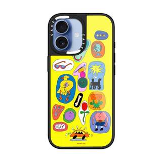 CASECASE X Nền Vàng Minh Họa Ốp Lưng Kính Hút Từ Tính Chống Trầy Xước Cho IPhone 17 Air 16 15 14 Pro Max Plus Ốp Lưng Cứng Có Hộp Khắc Logo