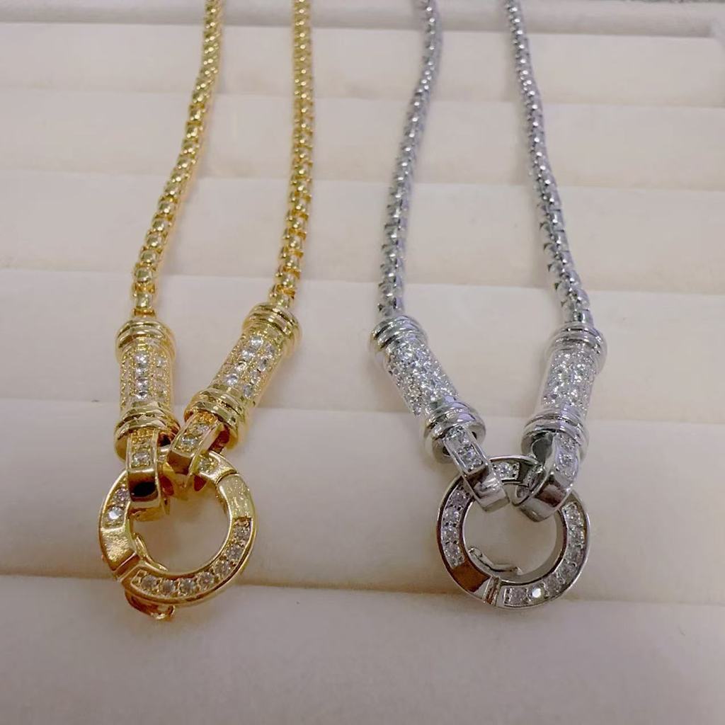 T Thái Lan Thương Hiệu Vuông Kim Cương Khóa Vòng Cổ Dây Cuối Mặt Dây Chuyền Dây Đa Năng Khóa Ngọc Có Thể Điều Chỉnh 262.3