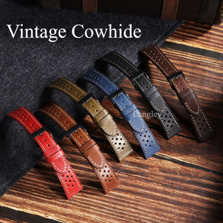 Vintage Rally Racing Dây đeo đồng hồ da thật 18mm 20mm 22mm 24mm Retro Porous Thoáng khí Da bò Bắp chân Wirstbelt cho nam nữ cho SEIKO Diver