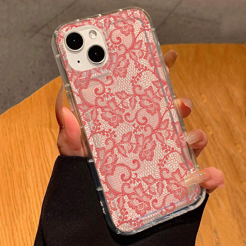 Vỏ Tương Thích Cho iPhone 16 15 14 17 13 12 11 Pro Max 16e Cho iPhone XS Max X XR 8 7 Plus SE2020 2022 Họa Tiết Ren Trong Suốt Mềm Chống Sốc
