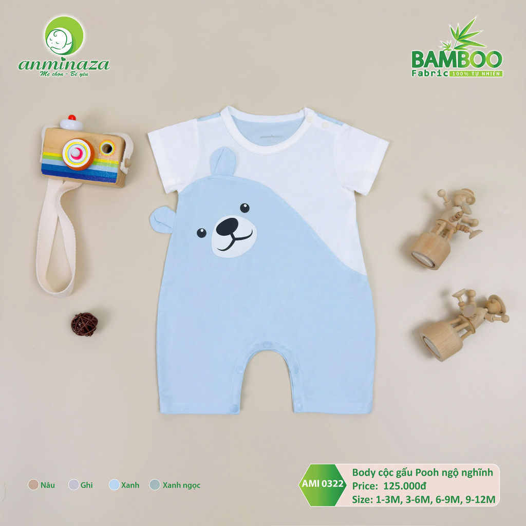 Body Đùi Gấu Pooh Nghỗ Nghĩnh Anminaza Vải Sợi Tre Petit Co Dãn Thấm Hút Tốt - Hàng Chính Hãng AMI0322