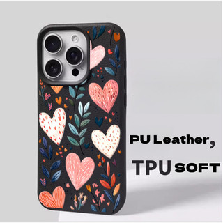 Ốp Lưng Cho Redmi Note 15 5G 14 Pro 4G 13 12 PROPlus 13C 14C 12C 12 13 A5 A3 Da PU Mềm Trái Tim Tình Yêu Lá Mờ Bìa Mềm