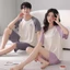 Cặp Đôi Bộ Đồ Ngủ Nữ Ngắn Tay Quần Short Ice Silk Thoáng Mát Mùa Hè Loungewear Một Nam Một Nữ Modal Phù Hợp Với