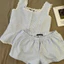 Hàng sẵn có ins Sọc Ren Cổ Áo Bộ Đồ Ngủ Bé Gái 2025 Size Lớn Suspender Quần Short Loungewear Suit