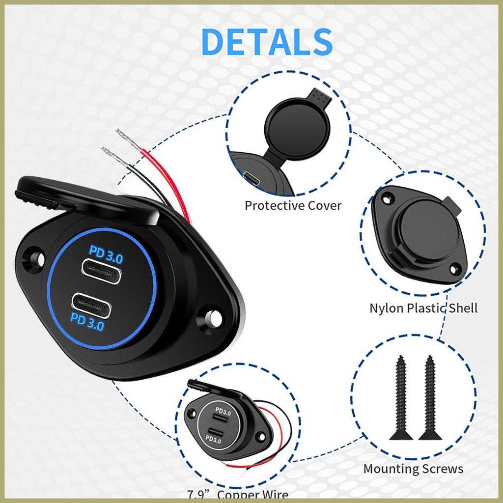 Ổ cắm sạc USB chống nước trên ô tô, sạc nhanh cho điện tử ô tô abrtedvn