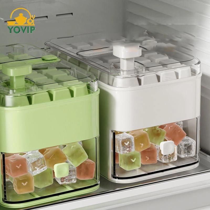 Máy Làm Đá YOVIP 28 / 56-Cube Có Nắp Bấm Dễ Dàng - Hai Lớp, Bấm Thiết Kế Di Động, Hộp Đá Gia Đình VN