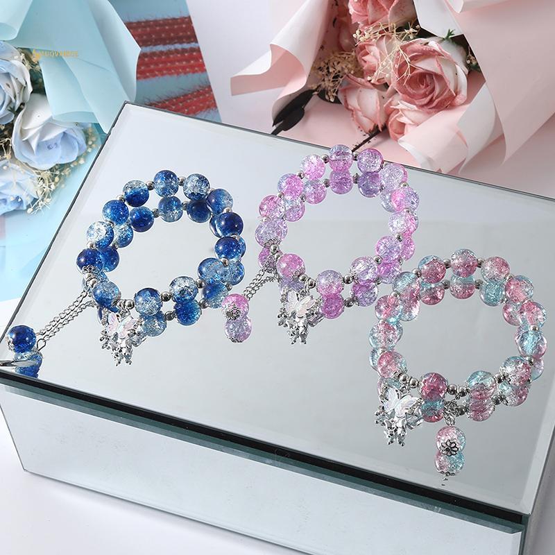 Vòng tay hạt mắt mèo tự nhiên với thiết kế bướm tinh tế - Món quà trang sức thanh lịch cho bé gái