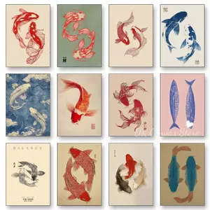 Nhật Bản Cá Koi Canvas Tranh - May Mắn Phong Thủy Nghệ Thuật Treo Tường Trang Trí Nhà Nghệ Thuật Trang Trí Tường Nhà Canvas Poster