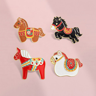 Quà tặng năm mới 2026: Huy hiệu kim loại hình pony dễ thương, phù hợp làm phụ kiện cho balo và quần áo