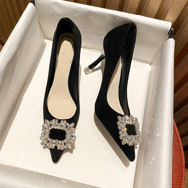 2 Màu Kích Thước Lớn 30-45 Stiletto Gót Chân Cao Gót Đen Giày Đơn Xuân Hè Thời Trang Phù Hợp Với Người Đi Làm Thoải Mái Nhìn Cao OHB2