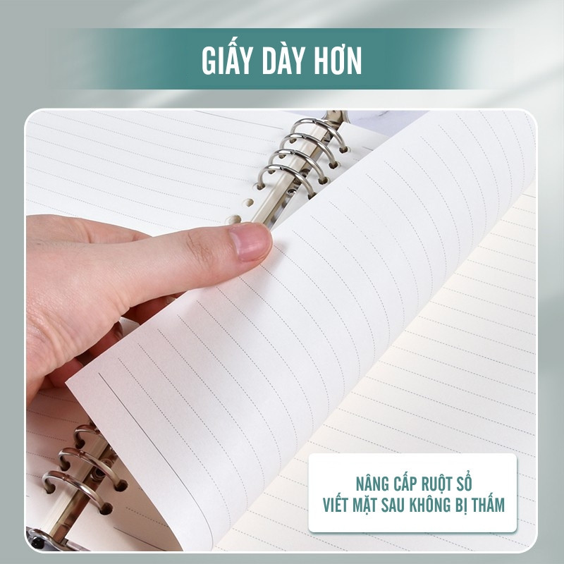 Sổ Tay Ghi Chép Planner Học Sinh - Vở Kẻ Ngang A5/B5 Chuẩn, Sổ Còng Thay Được Giấy Tiện Dụng, Bền Đẹp