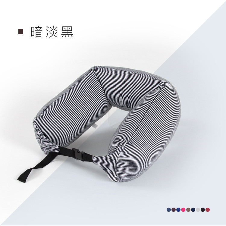 Gối cổ hạt hình chữ U Muji sọc, hỗ trợ thắt lưng, dùng cho máy bay/du lịch 2026.2.26