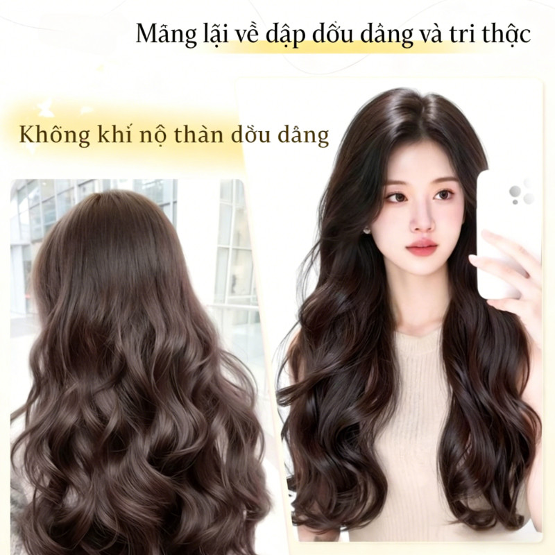 Tóc giả một mảnh, Tóc Xoăn Tỉa Tầng Phong, Thiết Kế Dễ Đeo, Cách Trẻ Trung Tiểu Thư Dài 50cm