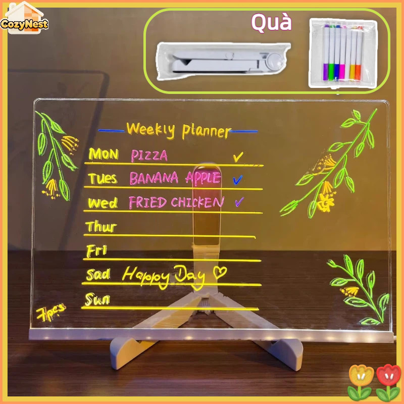 Bảng Viết Phát Sáng LED 3D Bằng Acrylic.Dùng Làm Bảng Menu Quảng Cáo, Đồ Chơi Giáo Dục Cho Bé.