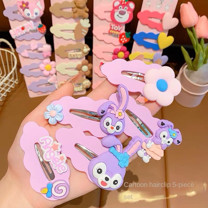 Set 5 Kẹp Tóc Mái Ngang Hình Gấu , Combo 5 Kep Tóc Hình Thú Cho Bé Dễ Thương Thời Trang Mùa Hè