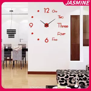JASMINE 1 3D Tường Clo Gương Tường Stiers Sáng Tạo DIY Tường Clos Thiết Kế Hiện Đại Tắt Tiếng Thạch Anh Kim Đồng Hồ Trang Trí Nhà JASMINE