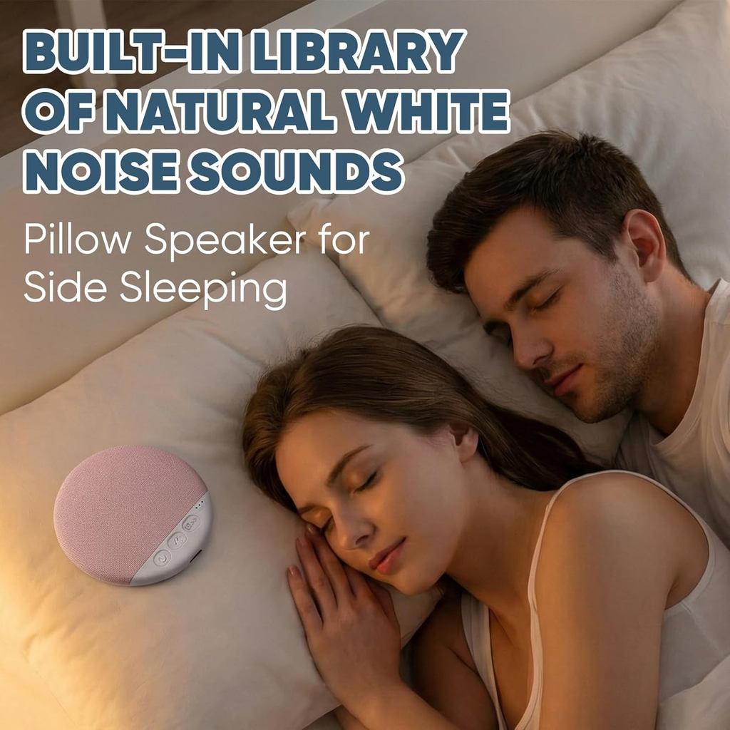 Loa gối Bluetooth 2026, tiếng ồn trắng, hẹn giờ, âm thanh nổi bass, không dây, tai nghe ngủ cho người lớn và trẻ em