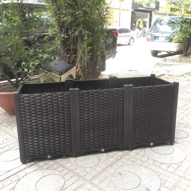 Chậu nhựa giả gỗ dài 80cm, rộng 40cm, cao 58cm, chậu trồng rau, chậu trồng cây dài