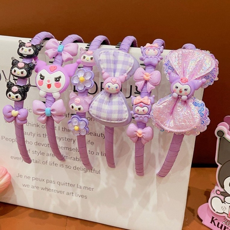 Bờm Tóc Kuromi Siêu Xinh Phong Cách Hàn Quốc Cho Bé Băng Đô Cài Tóc Đính Nơ Xinh Xắn Cho Bé Gái