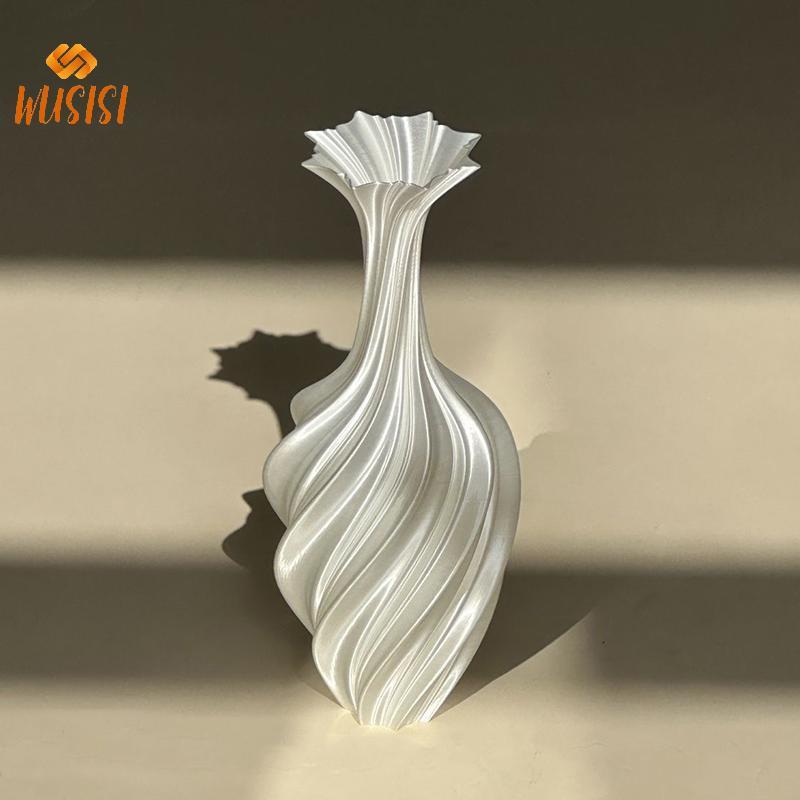 [WUSISI] Bình in 3d Bình hoa phong cách hiện đại có hoa văn xoáy Bình trưng bày hoa thẩm mỹ cho phòng khách Trang trí máy tính để bàn MỚI