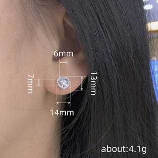 Bông tai nữ phong cách châu Âu và Mỹ, thiết kế kẻ sọc hình trái tim full kim cương zircon