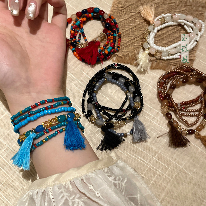 Phong cách Bohemian hạt kê nhiều lớp vòng tay đính cườm nữ mùa hè phong cách quốc gia nhẹ nhàng sang trọng thích hợp retro tay trang sức bán buôn