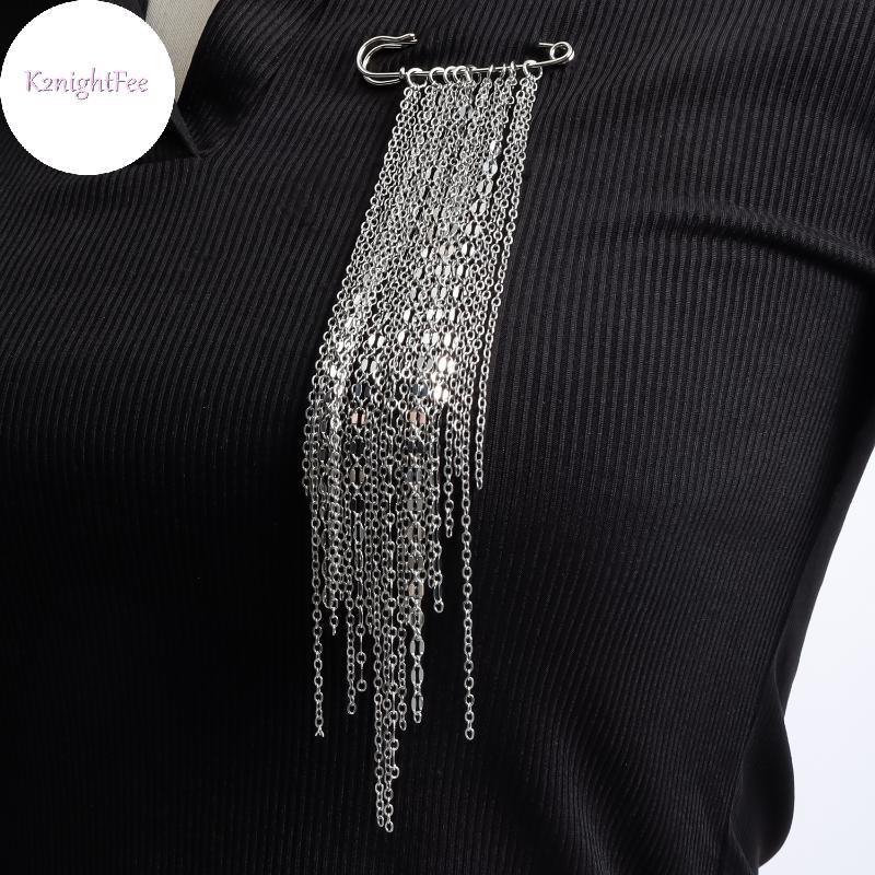 K2nightFee Thời Trang Phóng Đại Kim Loại Dây Xích sel Dây Xích Pin Trâm Dành Cho Nữ Mới Thoáng Mát Phù Hợp Với Áo Sơ Mi Charm Cố Định Kim Phụ Kiện Trang Sức VN