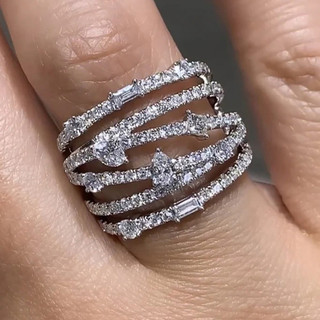 Nhẫn giọt nước hình học zircon nữ phong cách mới