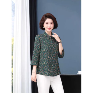 Áo sơ mi bông nguyên chất dành cho người trung niên và lớn tuổi, phù hợp xuân hè - Plus size tay ngắn