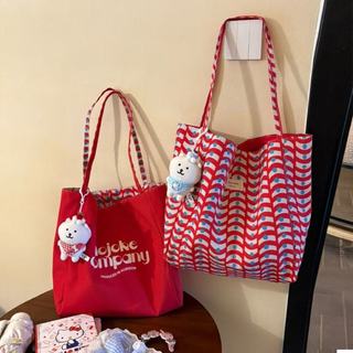 Mới Dung Tích Lớn Hai Mặt Phù Hợp Với Túi Vải Học Sinh Một Vai Hàn Quốc Thường Ngày Đi Lại