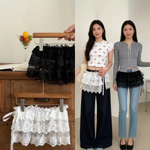 Váy viền ren trắng Váy viền mông Lớp váy đáy cơ bản thông thường