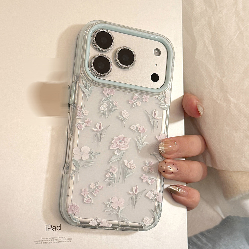 Ốp Điện Thoại Mềm Hoa Tím Cho iPhone 17 Pro Max 16 15 14 13 Vỏ Bảo Vệ Chống Sốc