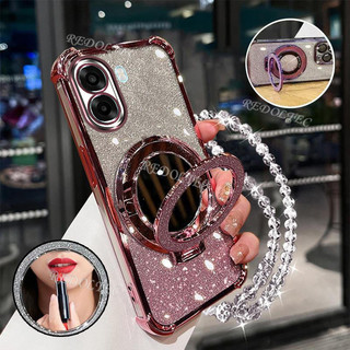 Ốp lưng OPPO A6T A6T Pro A6 5G 4G Vỏ lấp lánh chuyển màu mới có gương Trang điểm Giá đỡ từ tính OPOA6 A6TPro A6T Bảo vệ ống kính có giá đỡ dây buộc Vỏ điện thoại chống sốc