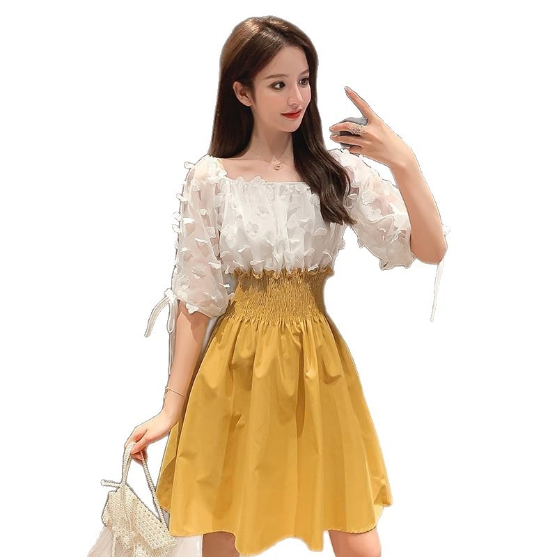 Váy mùa hè mới phong cách Hàn Quốc kiểu Pháp, thiết kế độc đáo, ôm eo, tôn dáng, mang lại vẻ ngoài cực kỳ nữ tính