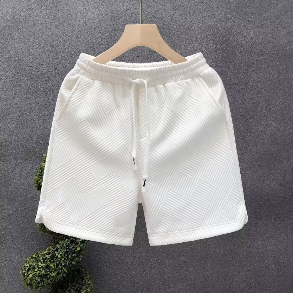 Quần short nam màu trắng họa tiết kim cương, phù hợp thời trang mùa hè