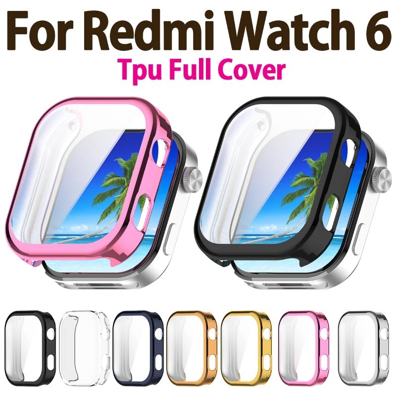 Ốp Bảo Vệ Màn Hình Cho redmi watch6 Vỏ Mạ TPU Mềm + Phim Full Trong Suốt Bảo Vệ Cho Redmi Watch 6 Ốp Lưng Vỏ Mềm