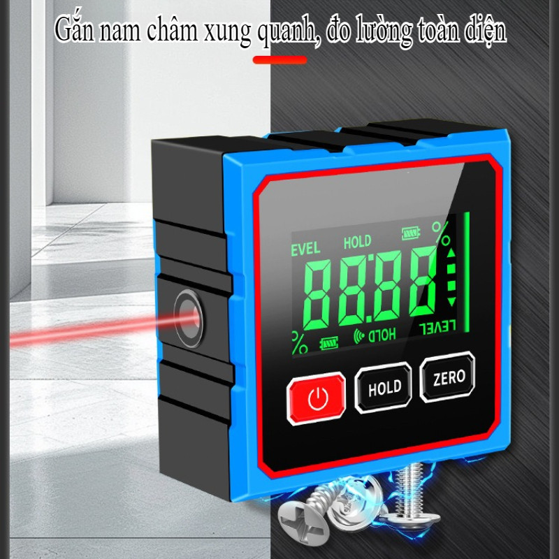 Máy Đo Góc Nghiêng Laser Kỹ Thuật Số-Laser chữ thập,Có Nam Châm Gắn Kim Loại,Màn Hình LCD Sắc Nét,Phiên bản nâng cấp