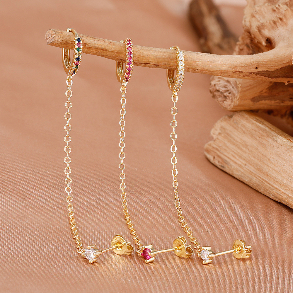 Dây chuyền và bông tai zircon cá tính, sang trọng