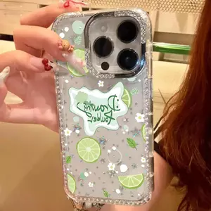 Bọt chanh phù hợp với vỏ điện thoại iPhone 17 , vỏ sao kim cương, 14/13/11 Pro