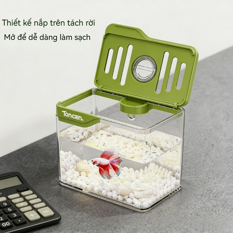 Bể cá mini để bàn cao cấp,Kèm đèn LED,bể Cá Mini Văn Phòng đẹp,Trang Trí Văn Phòng Và Phòng Khác,Dễ vệ sinh