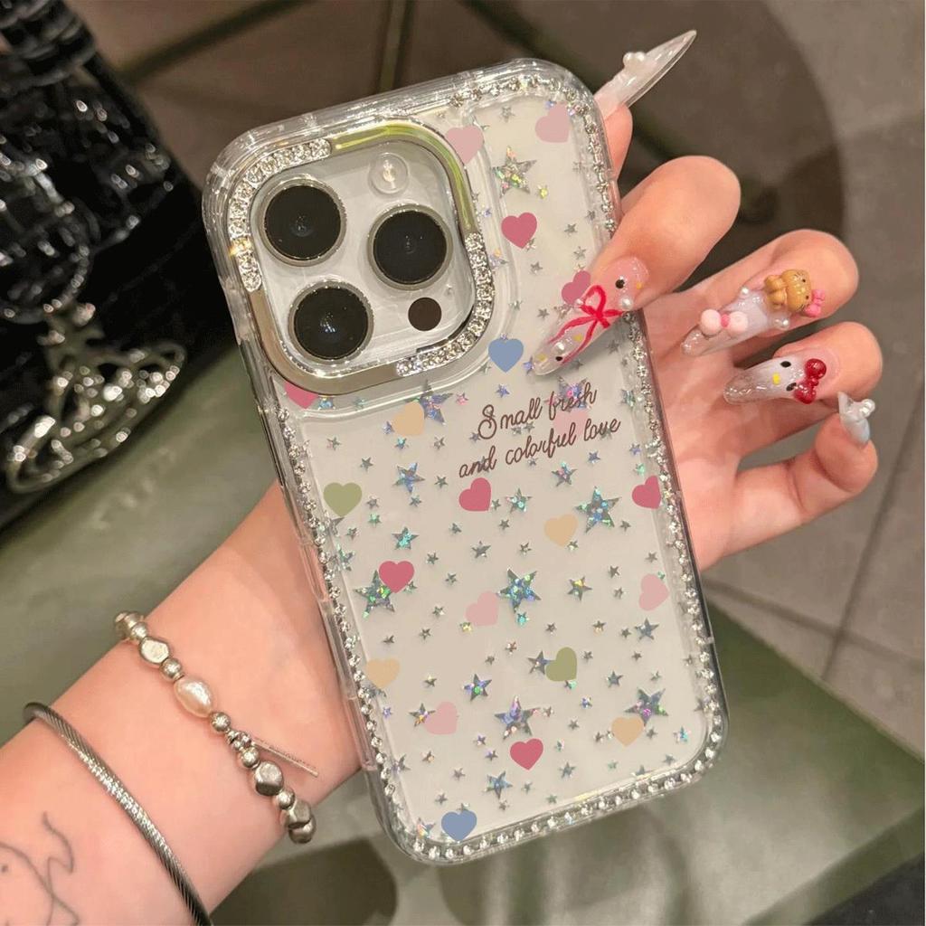 Trái tim màu đầy rẫy Đối với trường hợp iPhone 15promax iPhone 1615 Flash Drill Case 11