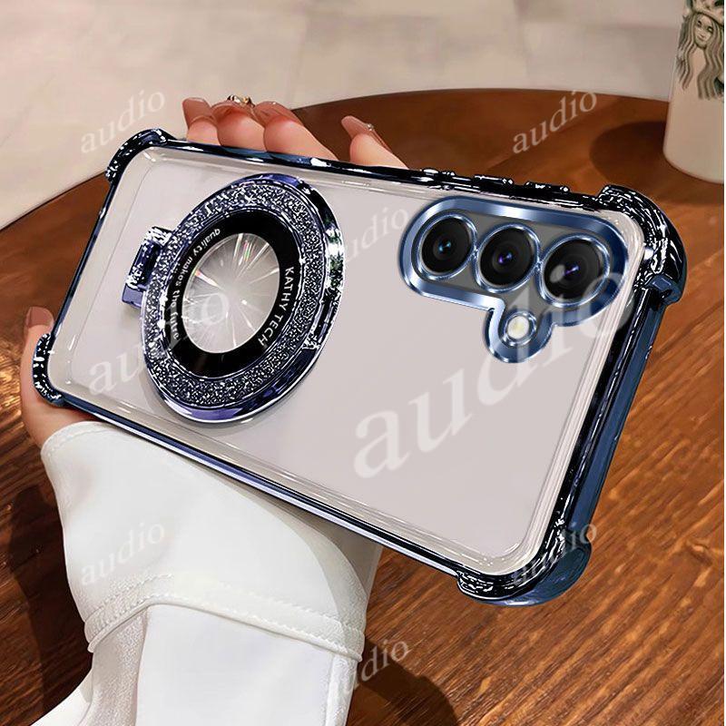 Ốp điện thoại trong suốt mạ bốn góc Samsung A57 5G có giá đỡ cho Samsung Galaxy A57 A37 A27 A17 A07 GalaxyA57 SamsungA57 5G 4G Ốp lưng silicon mềm chống sốc