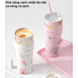 【BabyJoy】Ly giữ nhiệt 710ml lót sứ,giữ nhiệt 8-12h, kèm ống hút và charm siêu đáng yêu, phù hợp quà tặng