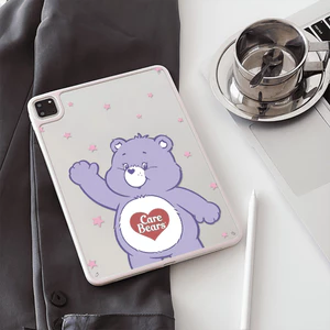 Vỏ Acrylic Cứng Một Chăm Sóc Gấu Cho Mini6 Mini7 A17Pro IPad 5 6 7 8 9 10 11 12 A19 A16 Air 2 3 4 5 6 Air 11 M2 M3 M4 2026 Pro10.5 Pro11 M4 M5 Pro13 2024 2025